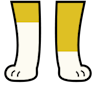 A cat's feet with one white boot and one white shoe